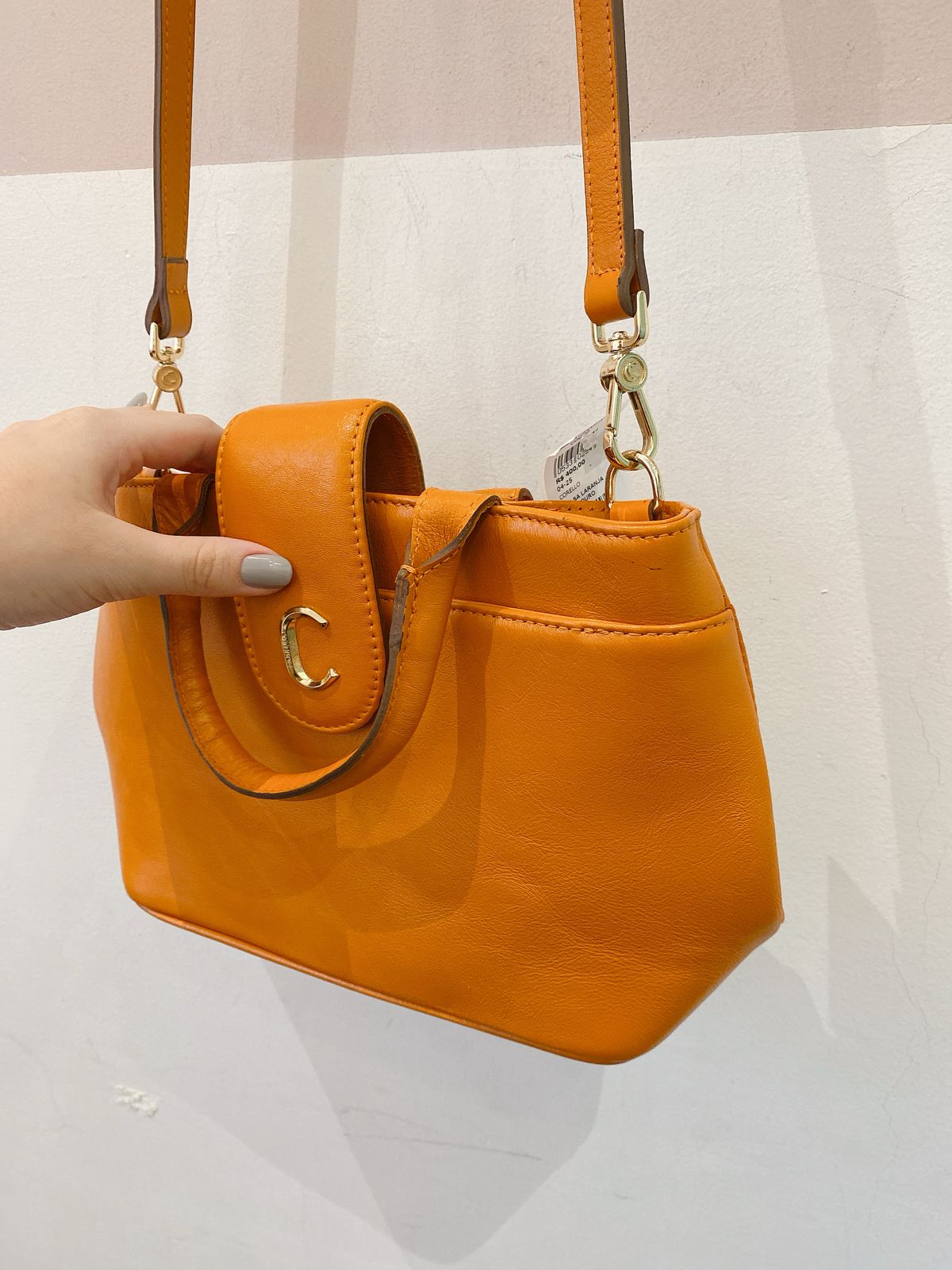 Bolsa laranja couro Corello